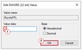 set RunAsPPL value date to 2
