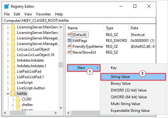 create new IsShortcut string