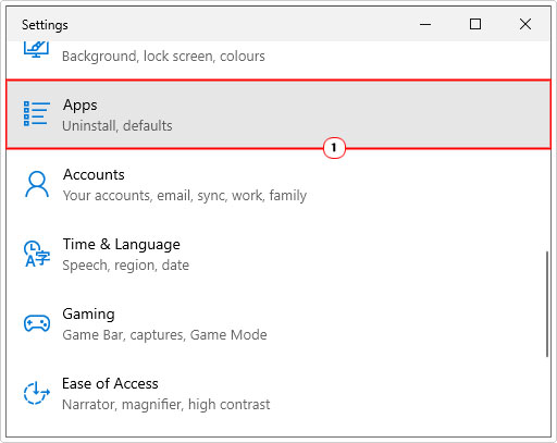click on apps in settings applet