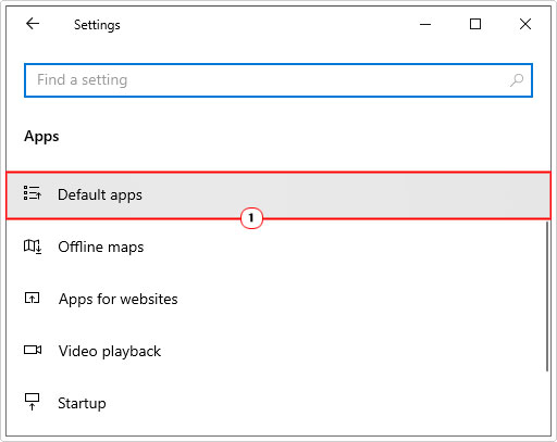 click on Default Apps in apps