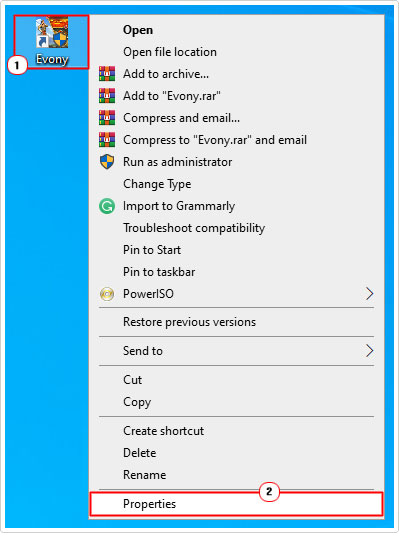 click on app then select properties