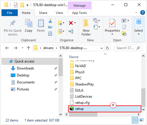double-click on Setup in the main folder