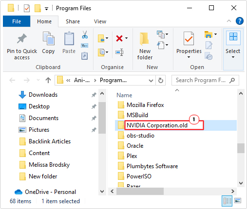 change NVIDIA Corporation to NVIDIA Corporation.old in program files