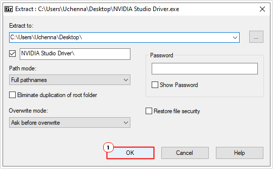 click on OK in the Extract applet