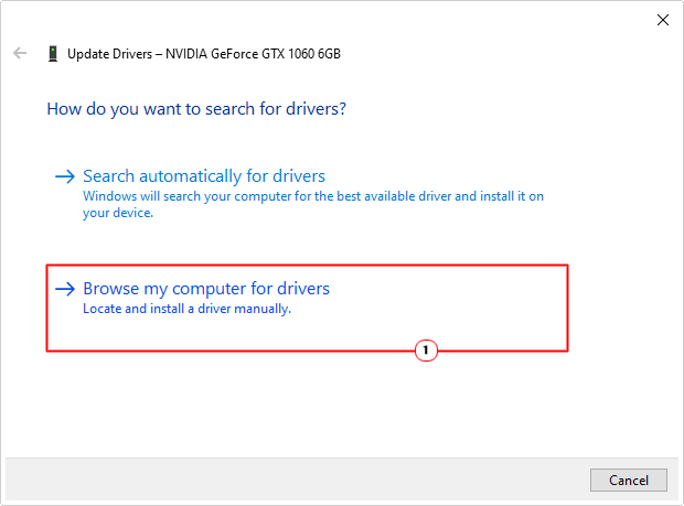 click on Browse my computer for drivers in update driver applet