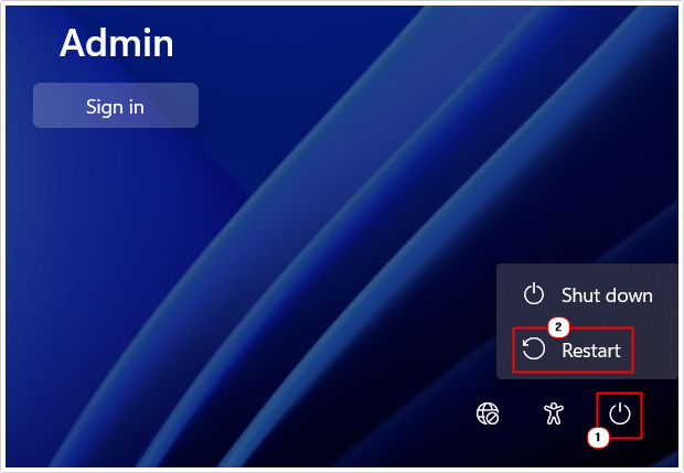click on restart while holding down shift key