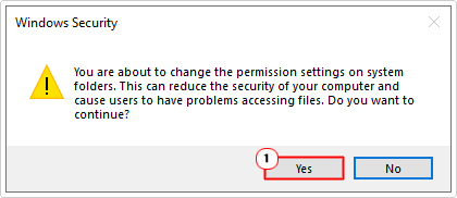 click on yes to the confirmation box
