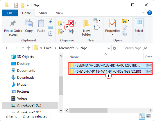 delete contents of Ngc folder