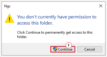 click on continue to bypass the permission access notification
