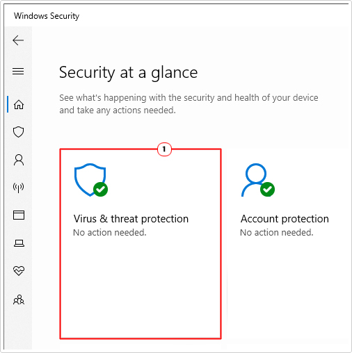 click on virus & threat protection in window security