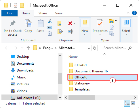 access office folder in Microsoft office folder