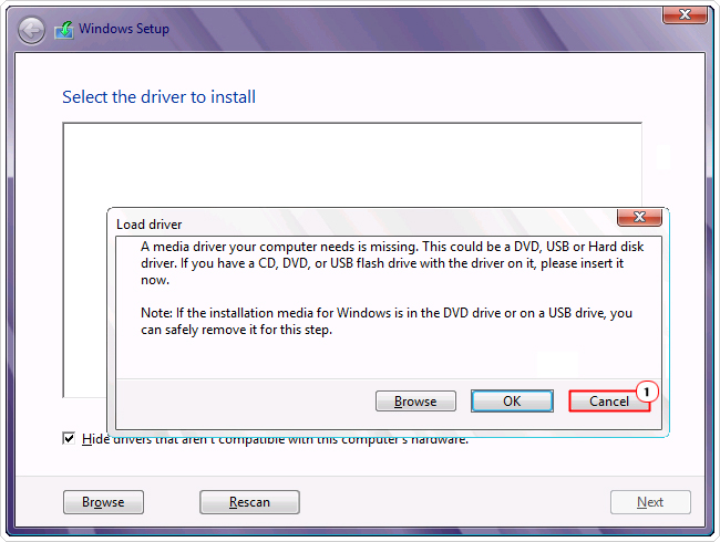click on cancel on error message 