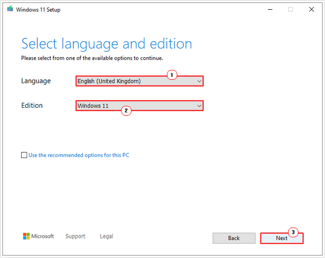 select preferences then click on next