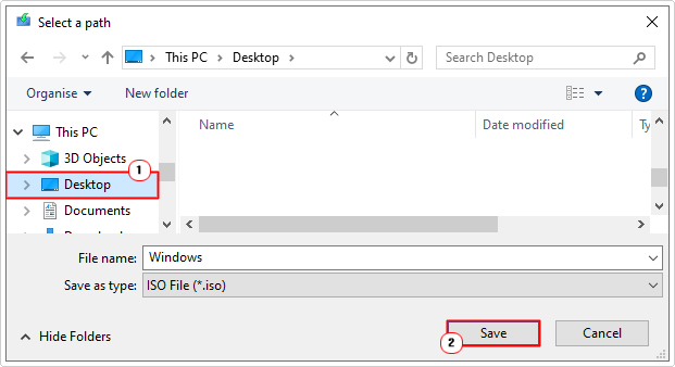 select a save location then click on save