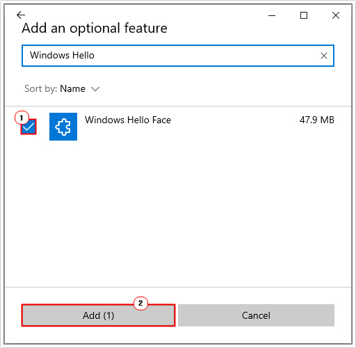 search for Windows Hello then add Windows Hello Face