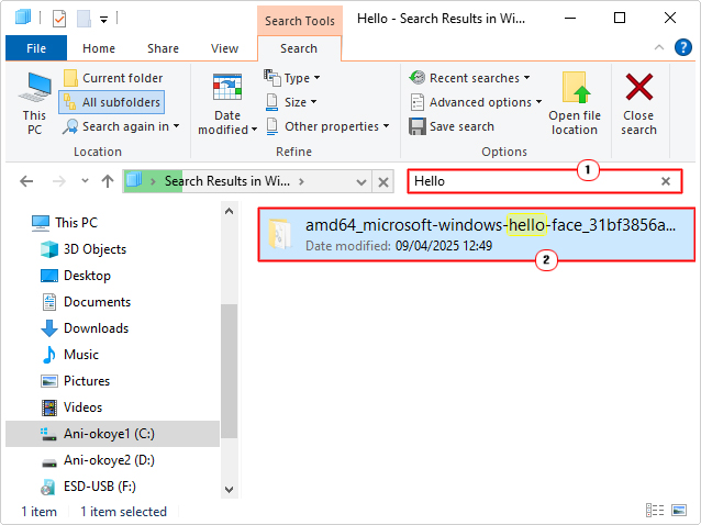 search hello then double-click on Windows-Hello