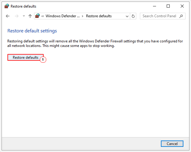 click on restore defaults in Restore default settings