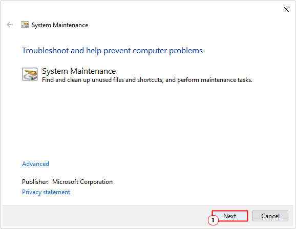 click on next in System Maintenance