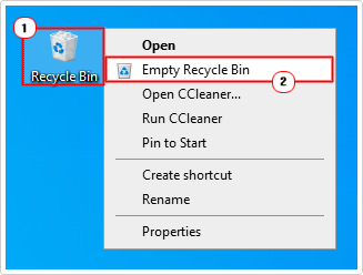 empty recycle bin on desktop