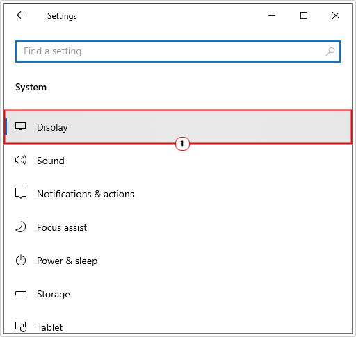 click on display from system screen