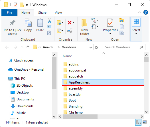 change new folder name to AppReadiness