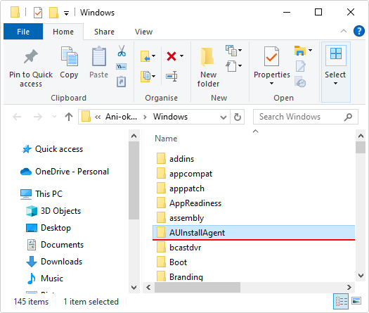 change new folder to AUInstallAgent