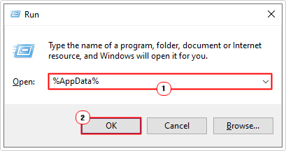 open app data folder using run box