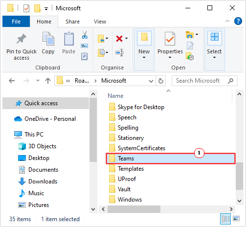click on teams in Microsoft folder