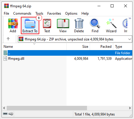 click on extract to in ffmpeg.zip