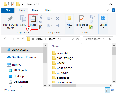 paste contents of Teams into Teams-S1 folder