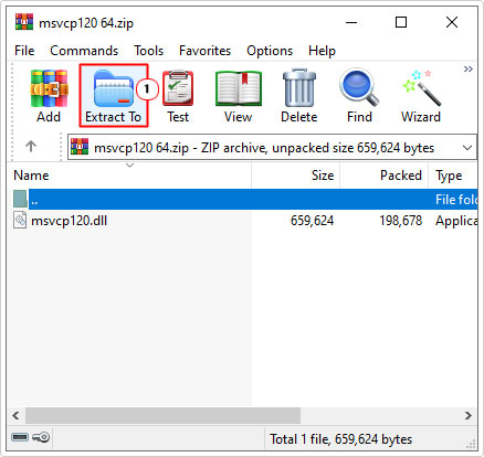 click on extract in MSVCP120.zip