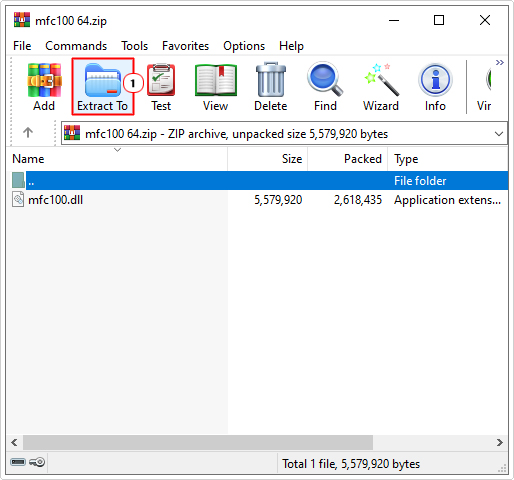 click on mfc100.dll and select extract to