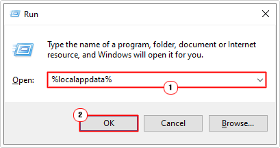 open %localappdata% using run box