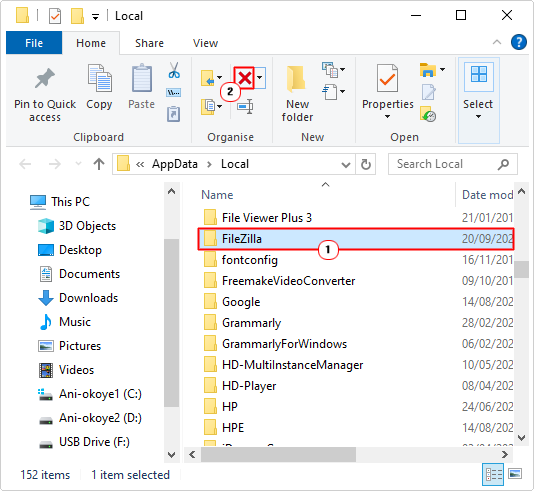 delete app folder in %localappdata% directory