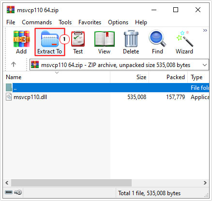 click on extract to in msvcp110.zip