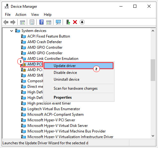 select Update drivers for PCI device