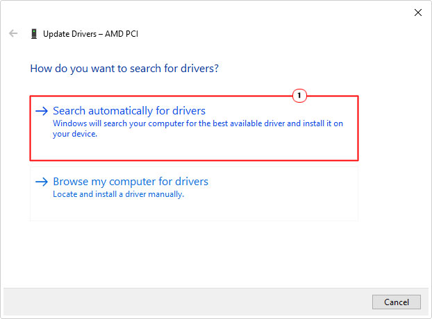 click on Search automatically for drivers in update drivers menu