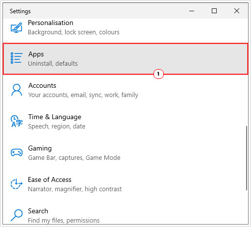 click on Apps in settings menu
