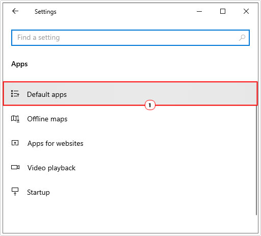 click on Default Apps in Apps