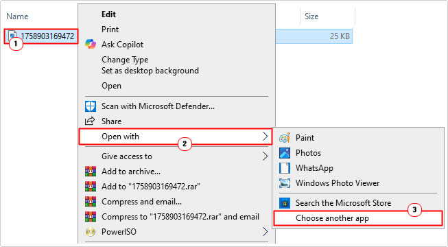 right click on image and select Open with -> Choose another app