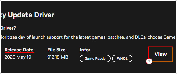 click on View for the latest GPU drivers