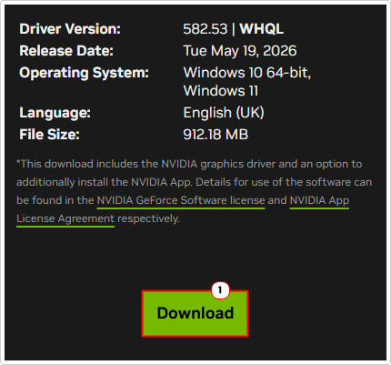 click on Download for the driver