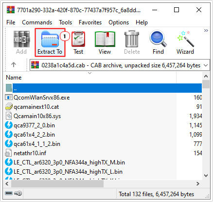click on Extract All for .cab file
