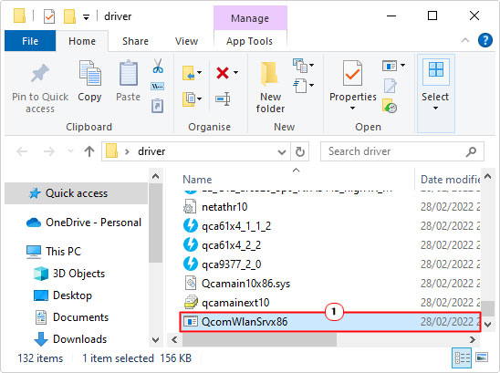 double-click on QcomWlanSrvx86.exe in driver folder