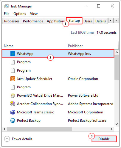 disable start up app in Task Manager