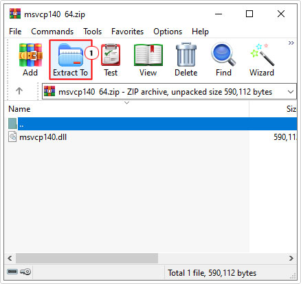 open msvcp140.zip and click on extract to