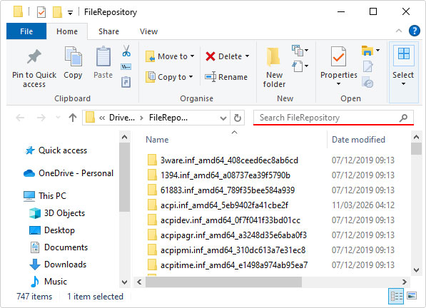 search for the file in File Repository
