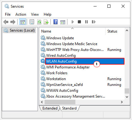 open WLAN AutoConfig in services