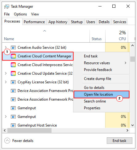 click on open file locations for CCXProcess.exe