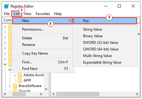 create a new key in adobe registry path